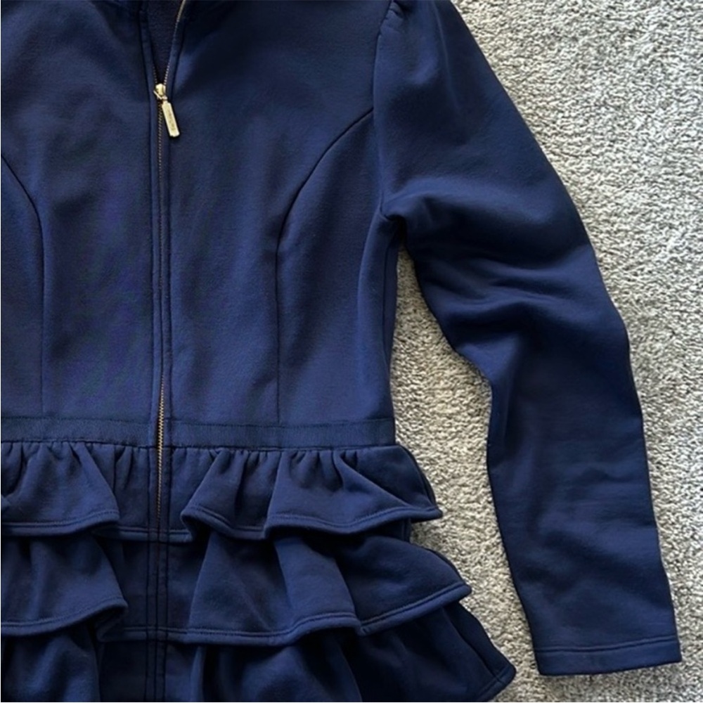 Lilly Pulitzer Azela Ruffle Fleece Jacket in True Navy - Picture 6 of 7